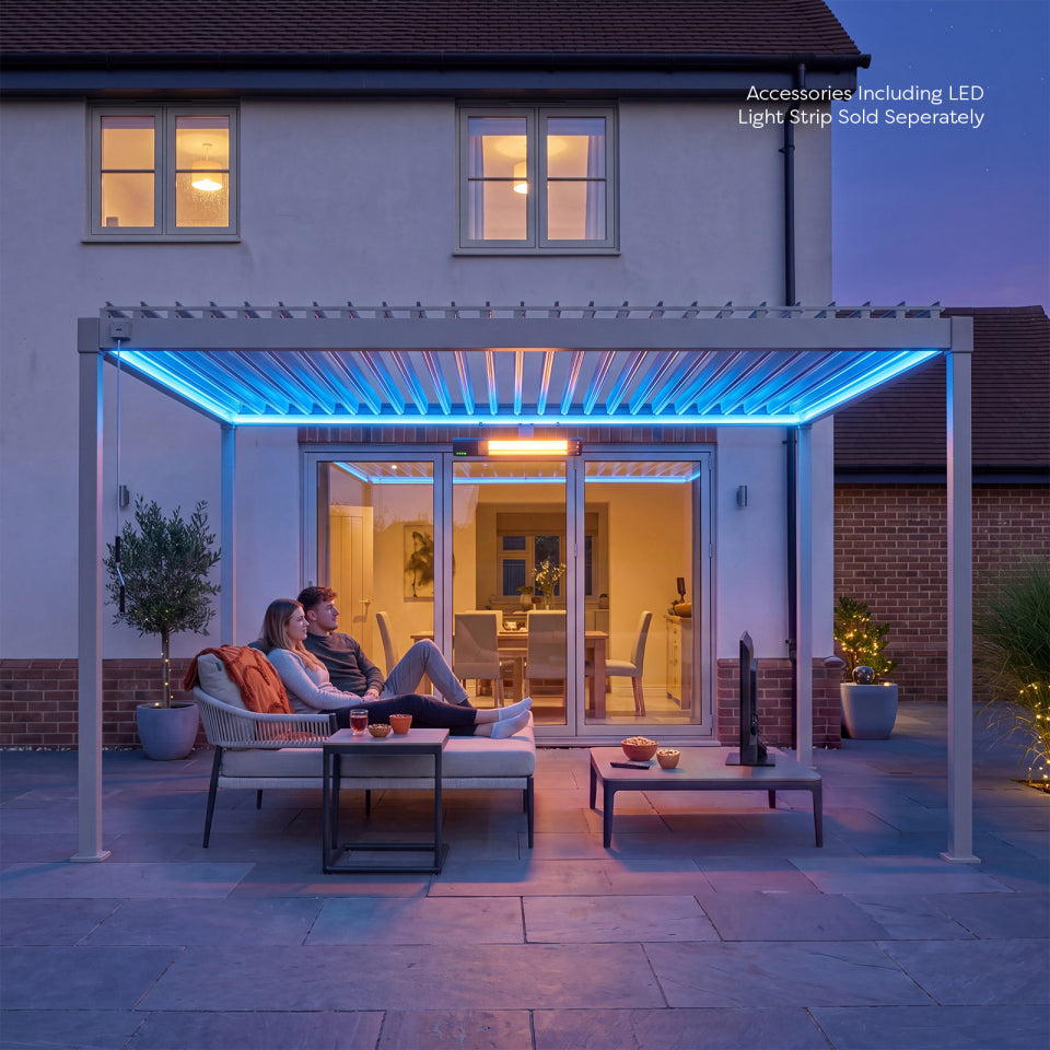 Shadow Metal Pergola in Pebble - 4.0m x 3.0m Free Standing