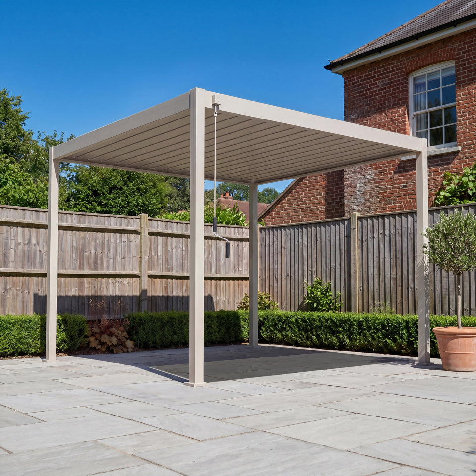 Proteus Lite Metal Pergola in Pebble - 3.0m x 3.0m Free Standing
