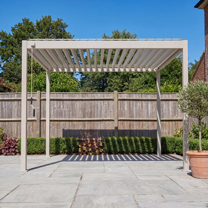 Proteus Lite Metal Pergola in Pebble - 3.0m x 3.0m Free Standing