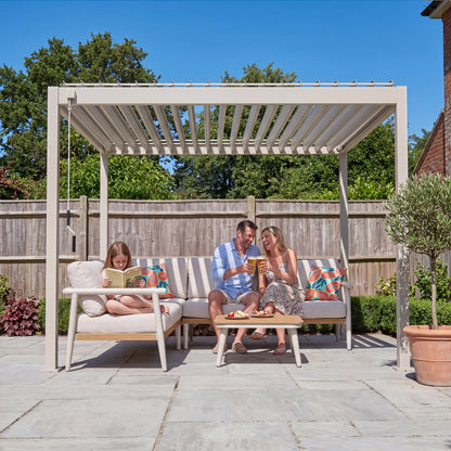 Proteus Lite Metal Pergola in Pebble - 3.0m x 3.0m Free Standing