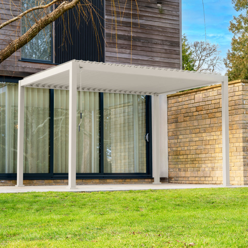 Legacy Aluminium Metal Pergola in Pebble - 4.0m x 3.0m Free Standing
