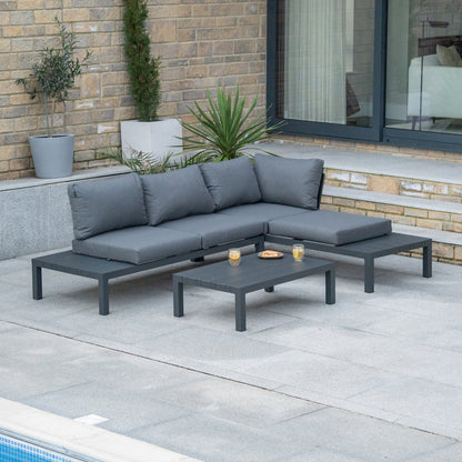 Calvin Aluminium Compact Corner Sofa Lounging Set in Graphite Grey