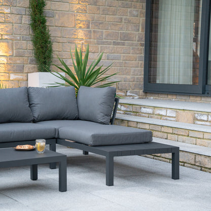 Calvin Aluminium Compact Corner Sofa Lounging Set in Graphite Grey