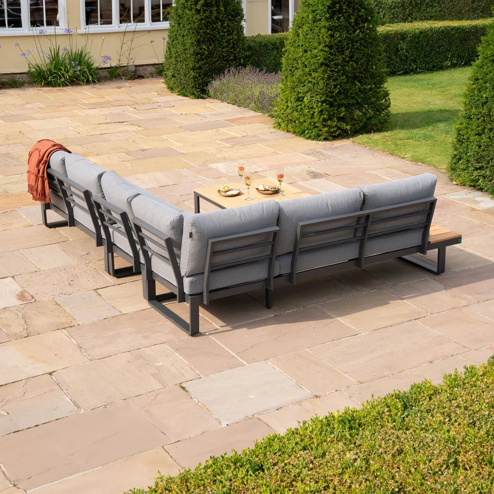 Alex Teak Aluminium Corner Sofa Lounging Set in Graphite Grey