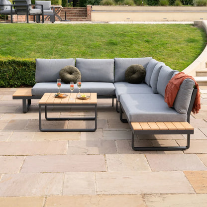 Alex Teak Aluminium Corner Sofa Lounging Set in Graphite Grey