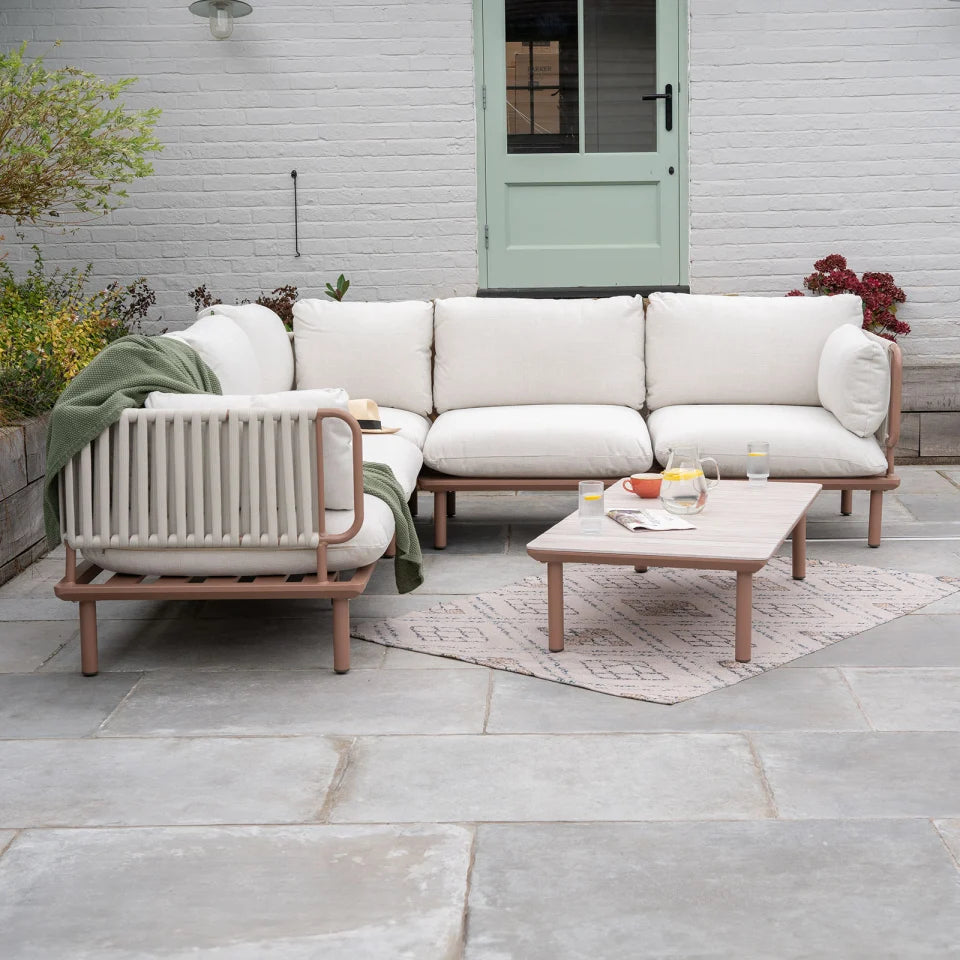 Maeve Rope Aluminium Corner Sofa Lounging Set in Clay