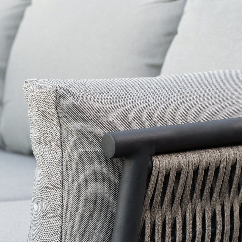 Sophia Rattan Aluminium Corner Sofa Lounging Set in Mottled Grey