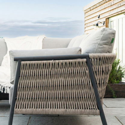 Sophia Rattan Aluminium Corner Sofa Lounging Set in Mottled Grey