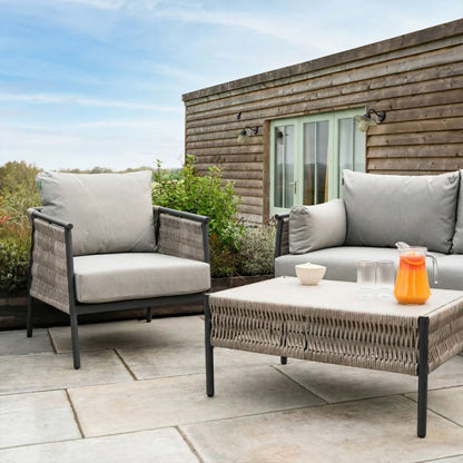 Sophia Rattan Aluminium 2 Seater Sofa Lounging Set in Mottled Grey
