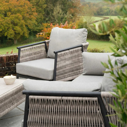 Sophia Rattan Aluminium 2 Seater Sofa Lounging Set in Mottled Grey