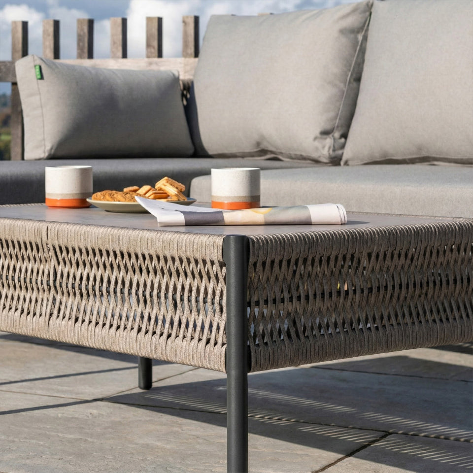 Sophia Rattan Aluminium 3 Seater Chaise Sofa Lounging Set in Mottled Grey