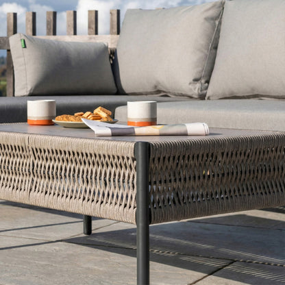 Sophia Rattan Aluminium 3 Seater Chaise Sofa Lounging Set in Mottled Grey