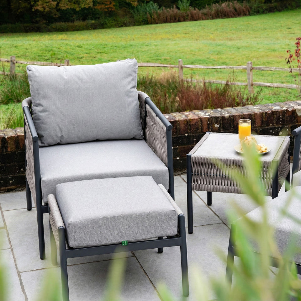 Sophia Rattan Aluminium 5 Piece Lounging Set in Mottled Grey