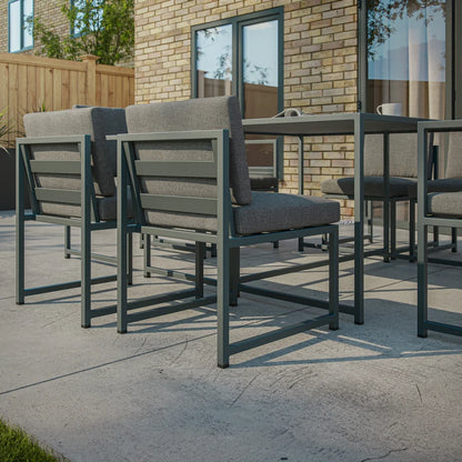 Phoebe 8 Seat Aluminium Cube Dining Set with 4 Chairs and 4 Side Chairs - Square Table in Graphite Grey