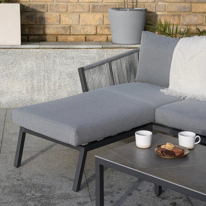 Darcey Rope Aluminium 3 Seater Chaise Sofa Lounging Set in Heron Grey