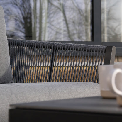 Darcey Rope Aluminium 3 Seater Chaise Sofa Lounging Set in Heron Grey