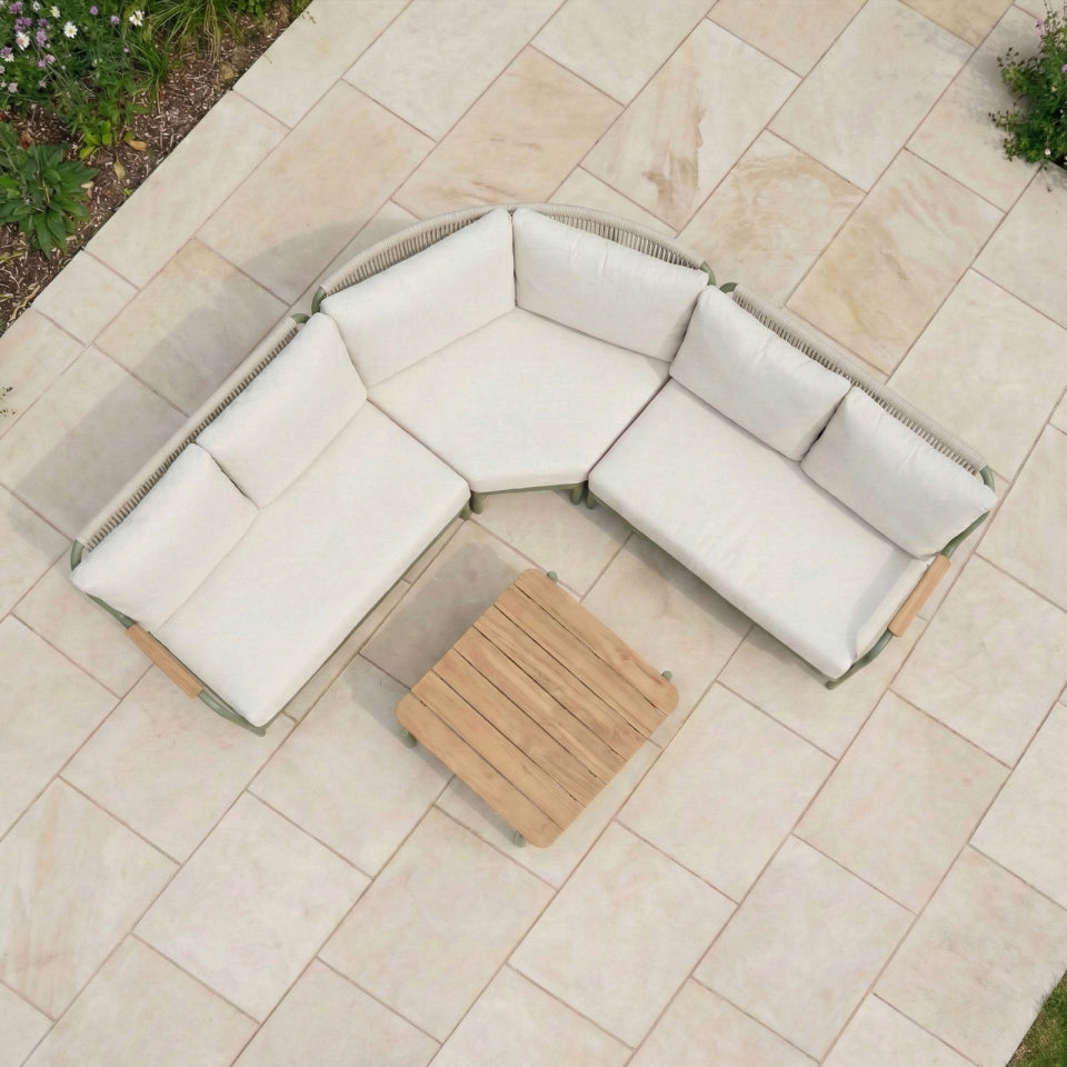 Ashley Corner Sofa Lounging Set with Square Coffee Table - Green