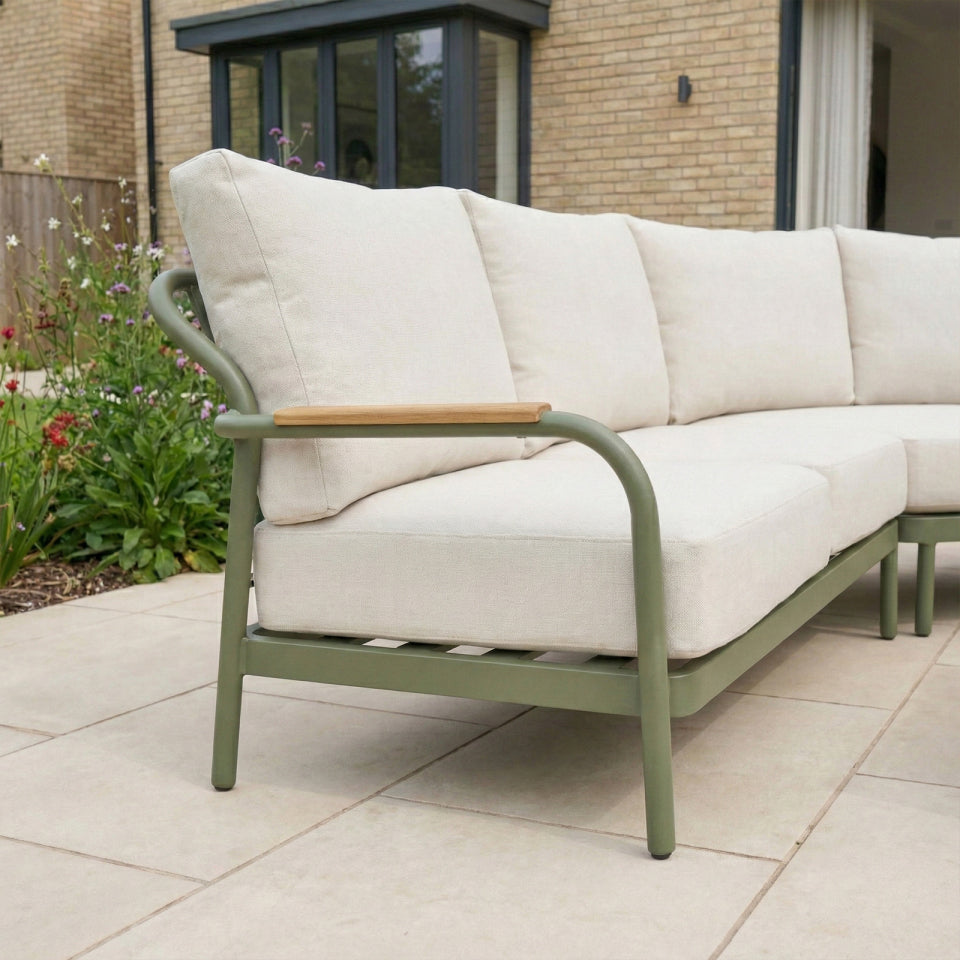 Ashley Corner Sofa Lounging Set with Square Coffee Table - Green
