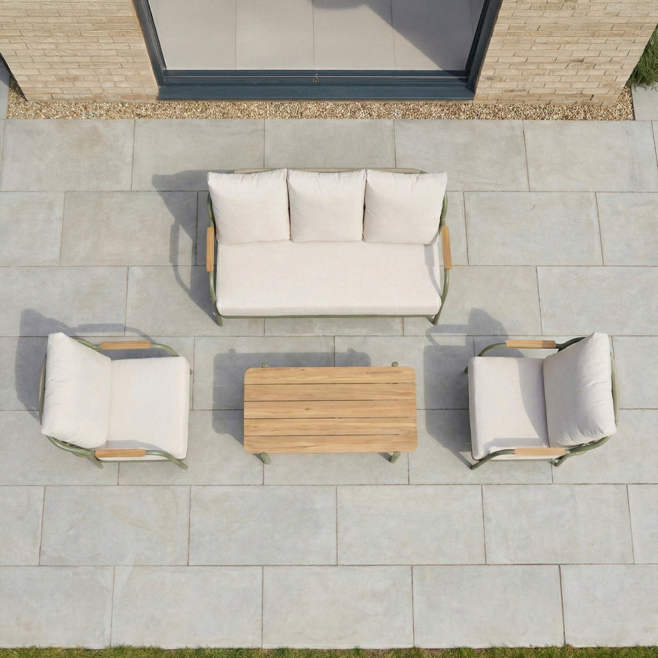 Ashley 3 Seater Sofa Lounging Set with Rectangular Coffee Table - Green