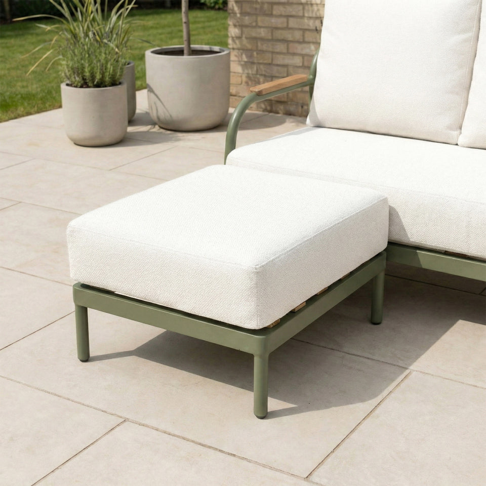 Ashley 3 Seater Chaise Sofa Lounging Set with Square Coffee Table - Green