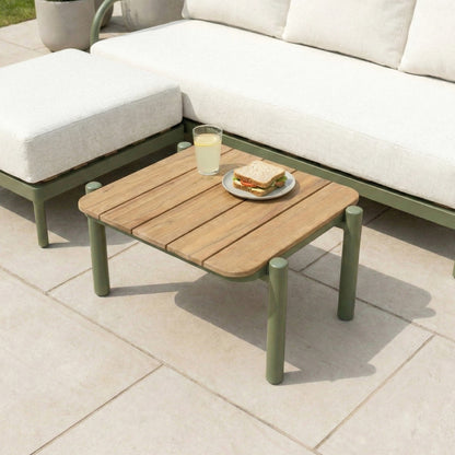Ashley 3 Seater Chaise Sofa Lounging Set with Square Coffee Table - Green