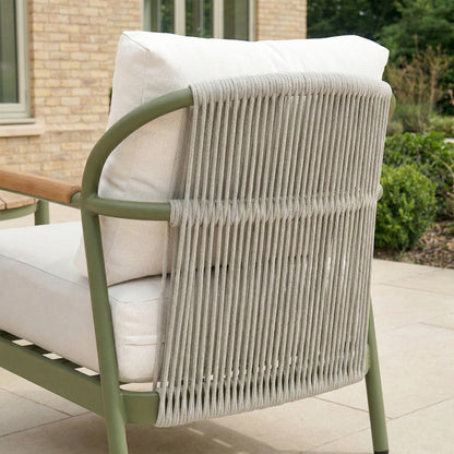 Ashley 4 Seat Rope Aluminium Dining Set - Round Table in Green