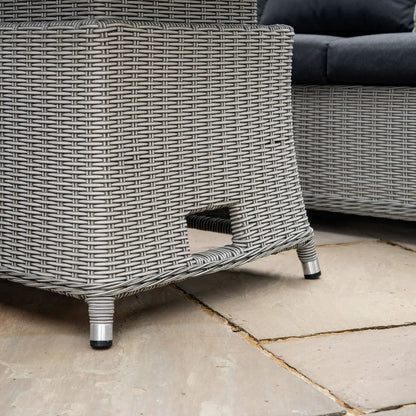 Talia 3 Seater Rattan Lounge Dining Set with 2 Armchairs and Bench - Rising Table in White Wash