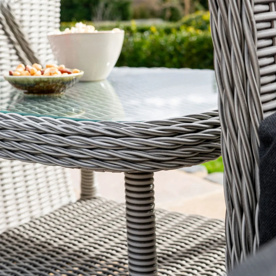 Talia Rattan Grande 5 Piece Reclining Lounging Set in White Wash