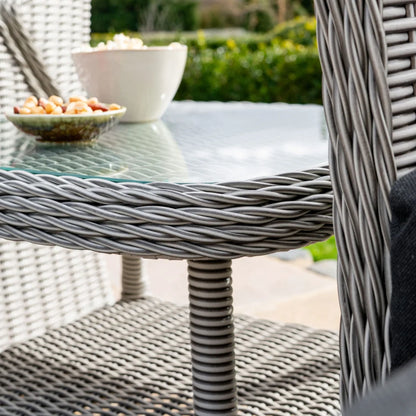 Talia Rattan Grande 5 Piece Reclining Lounging Set in White Wash