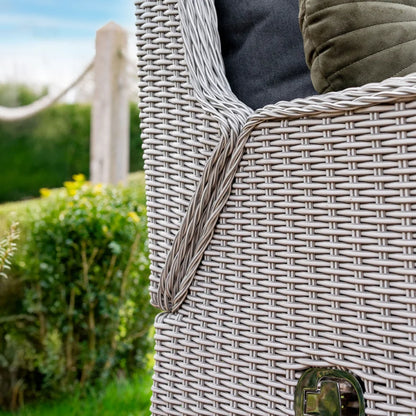 Talia Rattan Grande 5 Piece Reclining Lounging Set in White Wash