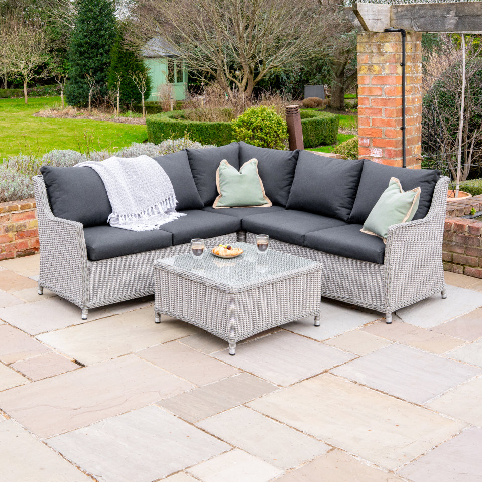 Talia Rattan Corner Sofa Lounging Set in White Wash