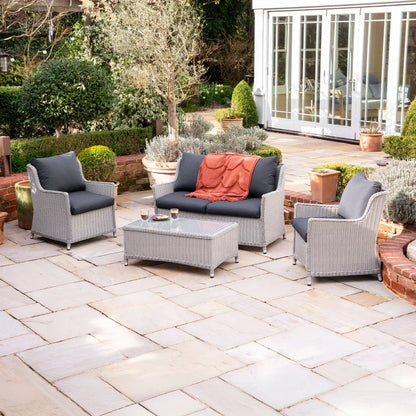 Talia Rattan 2 Seater Sofa Lounging Set in White Wash