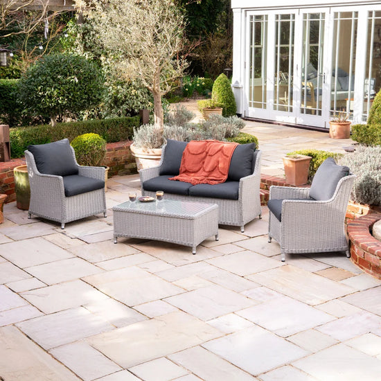 Talia Rattan 2 Seater Sofa Lounging Set in White Wash