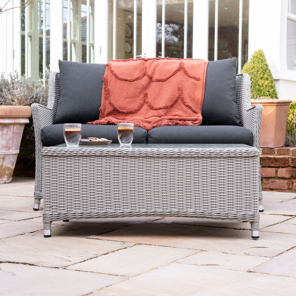 Talia Rattan 2 Seater Sofa Lounging Set in White Wash