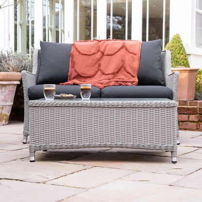 Talia Rattan 2 Seater Sofa Lounging Set in White Wash