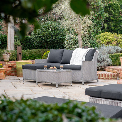 Talia Rattan 3 Seater Chaise Sofa Lounging Set in White Wash