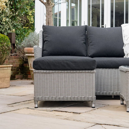 Talia Rattan 3 Seater Chaise Sofa Lounging Set in White Wash