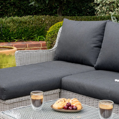 Talia Rattan 3 Seater Chaise Sofa Lounging Set in White Wash