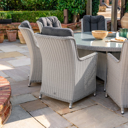 Talia 8 Seat Rattan Dining Set - Round Table in White Wash