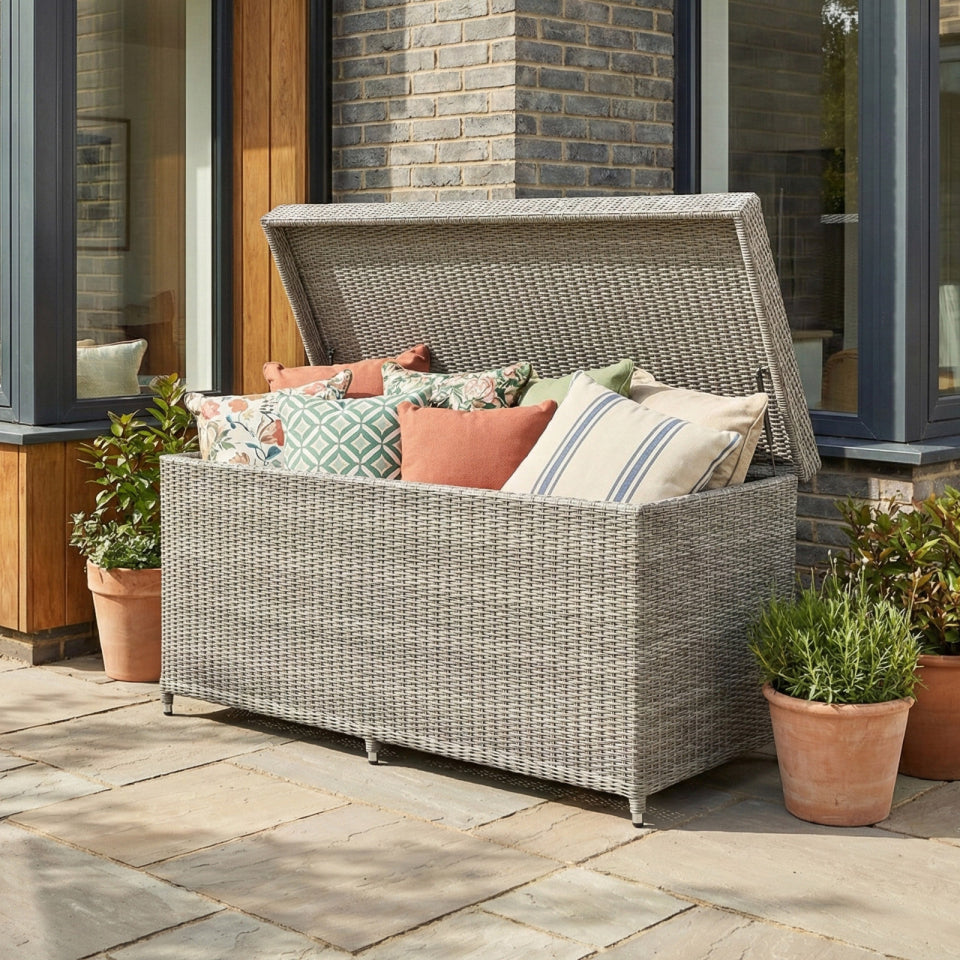 Large Talia Rattan Storage Box in White Wash