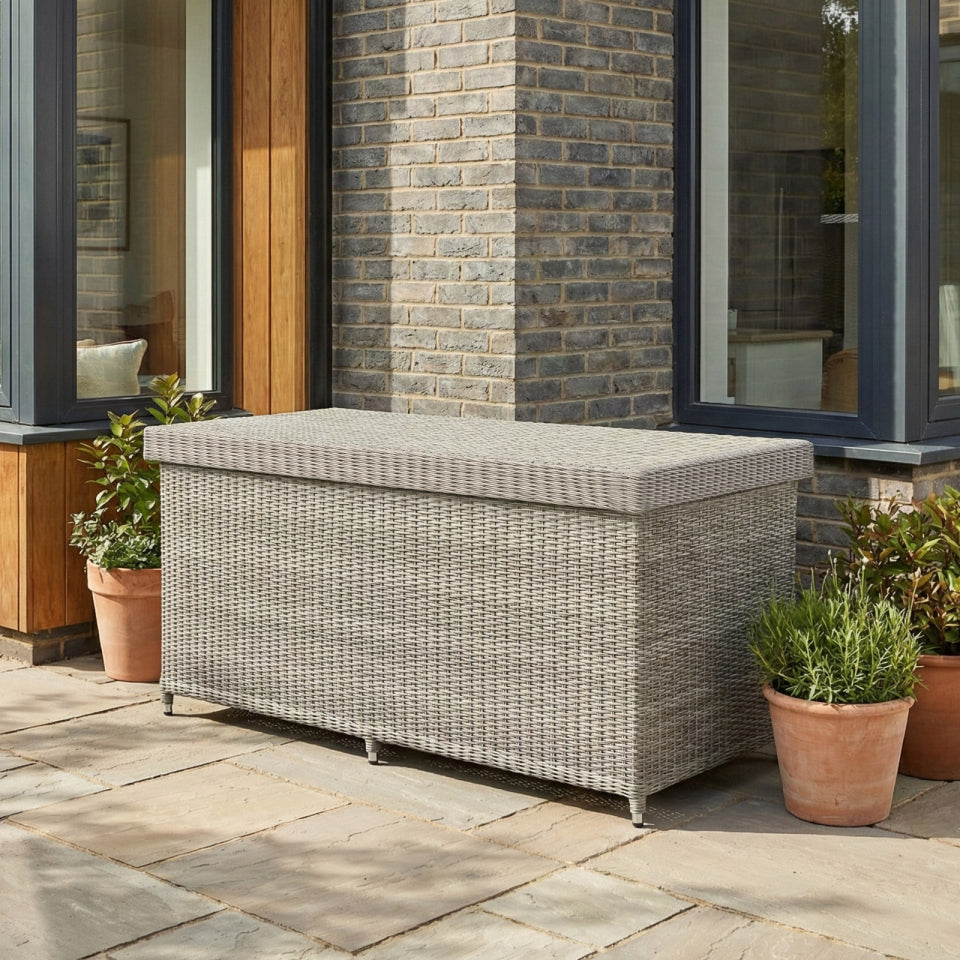 Large Talia Rattan Storage Box in White Wash