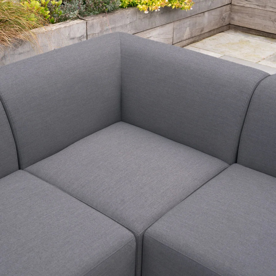 Casey All Weather Fabric Aluminium L-Shape Corner Sofa Lounging Set in Charcoal Grey
