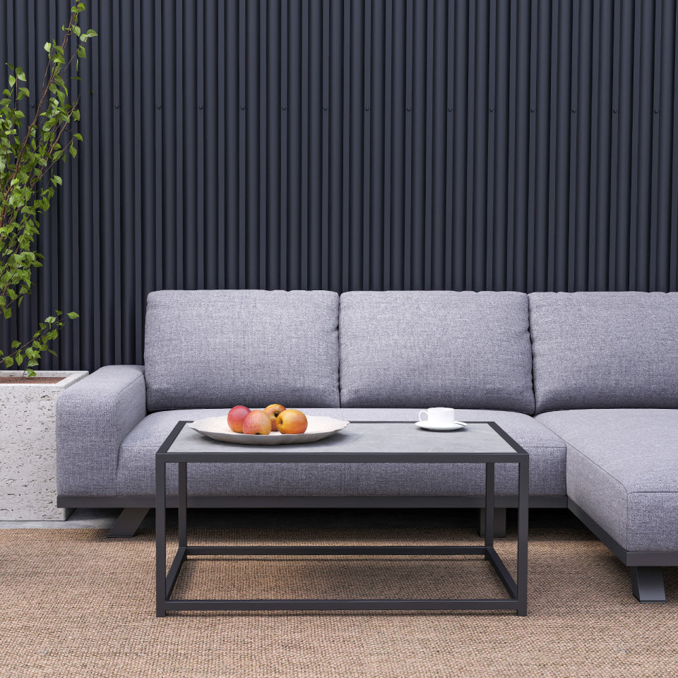 Tranquility All Weather Fabric Aluminium 3 Seater Chaise Sofa Lounging set in Ash Grey