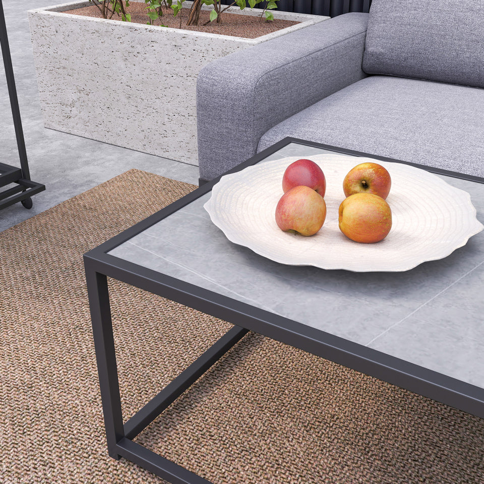 Tranquility All Weather Fabric Aluminium 3 Seater Chaise Sofa Lounging set in Ash Grey
