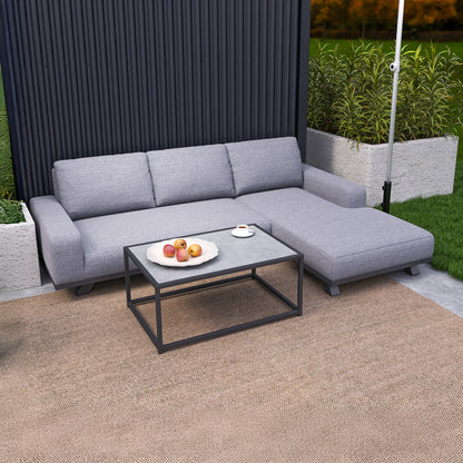 Tranquility All Weather Fabric Aluminium 3 Seater Chaise Sofa Lounging set in Ash Grey