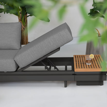 Bryson Aluminium Wood Corner Sofa Lounging Set in Graphite Grey