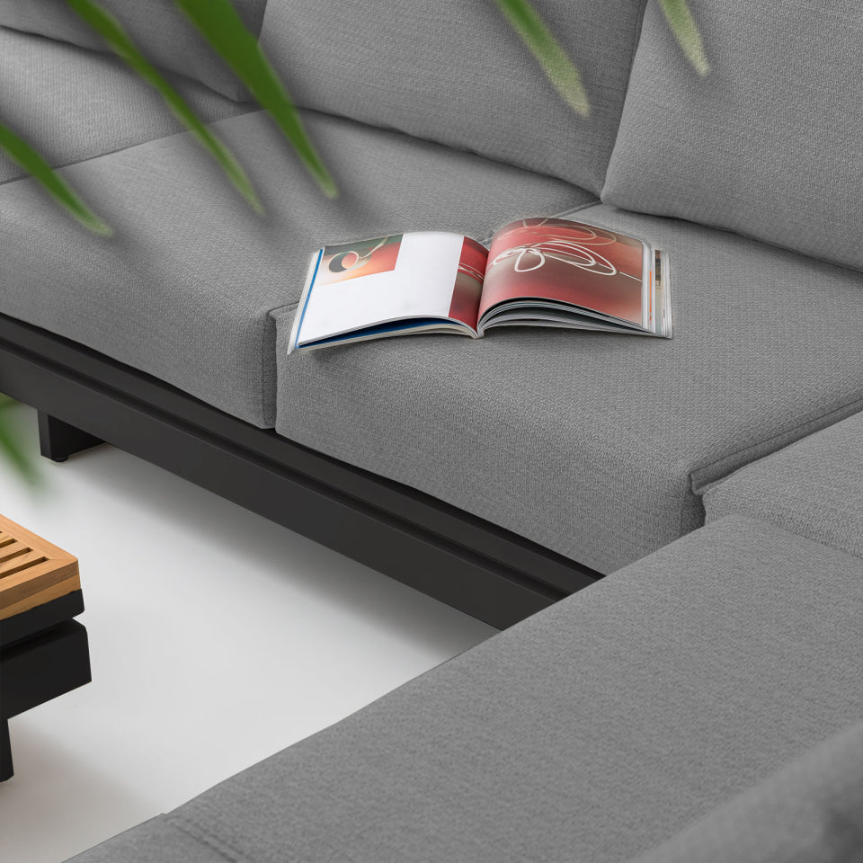 Bryson Aluminium Wood Deluxe Corner Sofa Lounging Set in Graphite Grey