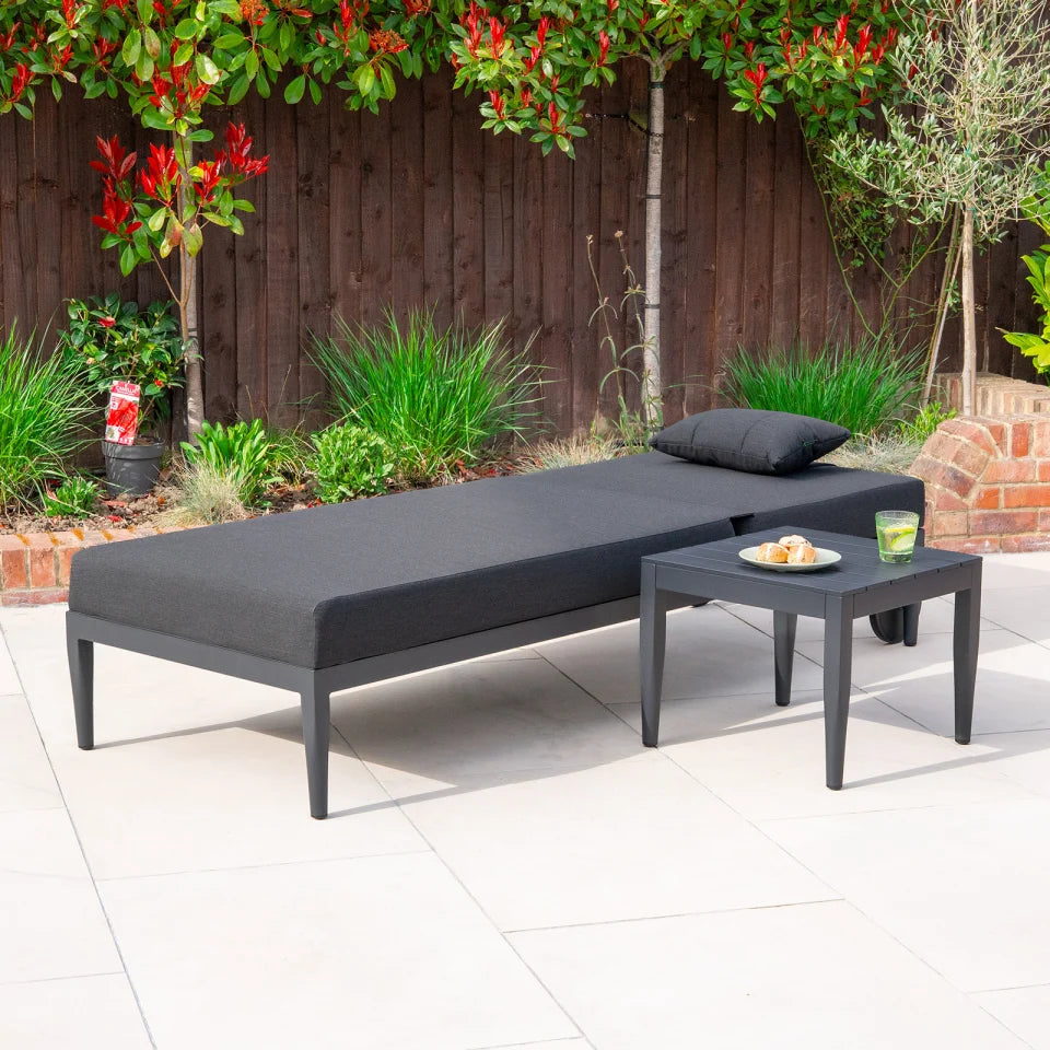 Duke All Weather Fabric Aluminium Sun Lounger in Charcoal
