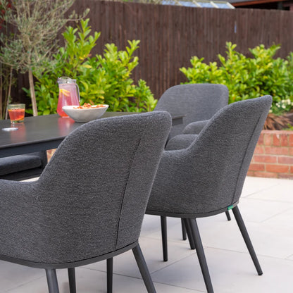 Ally 6 Seat All Weather Fabric Aluminium Dining Set - Rectangular Table in Graphite Grey