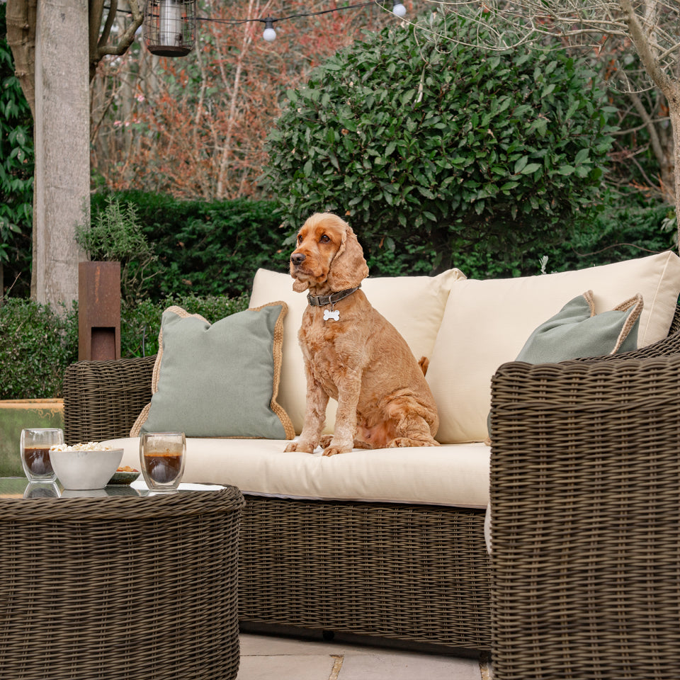 Isabella Rattan 2 Seater Sofa Lounging Set in Dark Sand
